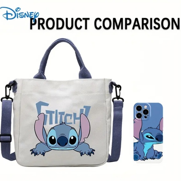 NEW| Disney Lilo & Stitch Small Crossbody Canvas Tote Bag - Picture 6 of 8